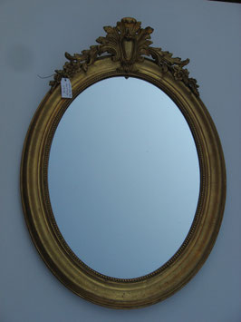 Miroir ovale avec fronton XIX ème