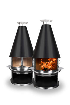 Grillkamin Inox Long Glas L, schwarz beschichtet, die edle Party-Kochinsel für Familie & Freunde