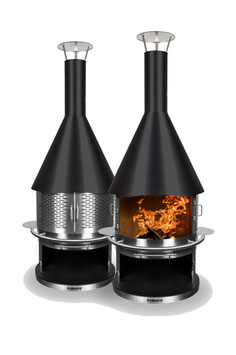 Grillkamin Inox L, schwarz beschichtet - das Flagschiff, für gut besuchte "Gäste-Terrassen"!