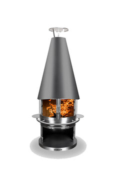 Grillkamin Inox Long Glas M, grau beschichtet