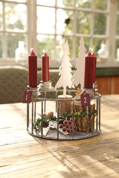 Adventskranz Stabkerze in Grau