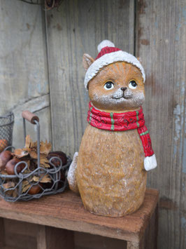 Zaunfigur Katze im Winter