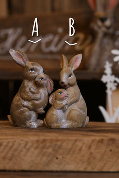 Hase mit Kind in hellbraun - Klein