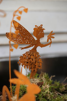 Elfe im Blumenkleid zum Stecken - Rost im 2er Set