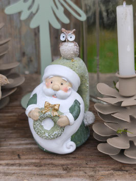 *Neu* Weihnachtsmann in Hellgrün mit Eule