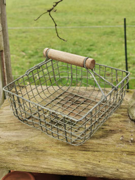 Drahtkorb mit Holzgriff 4 Modelle in Zink/Grau