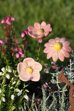 Blume am Stab aus Keramik - Rosa 3er Set