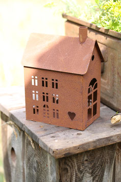 Lichthaus in Rost mit Herz - breitere Variante