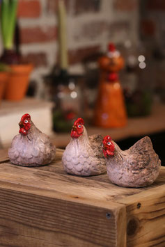 Huhn - klein weiß/grau im 3er Set
