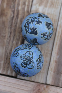 Schwimmkugeln "Flora" in Blau im 2er Set - klein (4 cm)