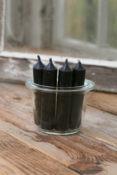 Kleine Stabkerze Rustikal "Schwarz" im 4er Set