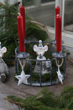 Adventskranz - Korb für 4 Baumkerzen in Grau