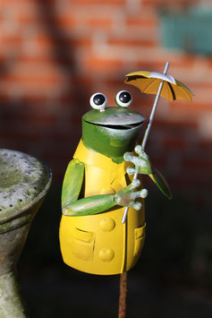 Zaunfigur Regenfrosch "Günther" Gelb mit Schirm