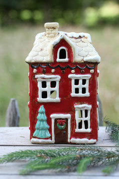 Windlicht-Haus "Weihnachsthaus Rot" (Modell 162)