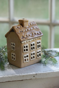 *Neu* Windlicht-Haus klein/breit (Modell 170) - Creme