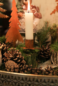Kerzenstecker "Sternchen" in Rost für Stabkerzen