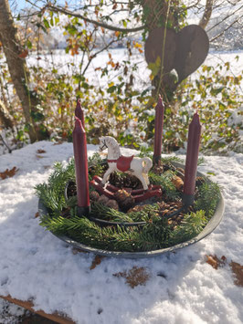 Adventskranz für Stabkerzen aus Metall zum Hinstellen in Schwarz 30 cm ø