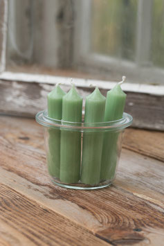 Kleine Stabkerze Rustikal "Green Tea" im 4er Set