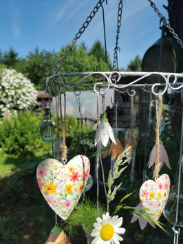 Blechherz mit Blumen "Sommerblumen" (9cm)