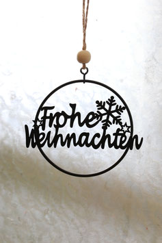 Deko-Ring klein "Frohe Weihnachten" mit Schneeflocke
