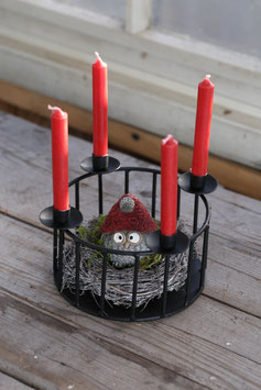 Adventskranz - Korb für 4 Baumkerzen in Schwarz