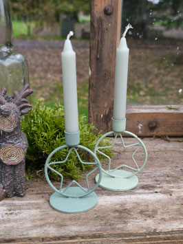 *Neu* Kerzenhalter "Stern" für dünne Kerzen zum Hinstellen - 2er Set Grüntöne