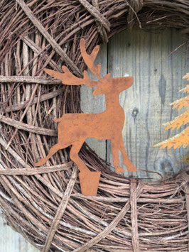 Hirsch zum Stecken in Rost groß (20 cm)