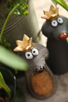 Zaunfigur Maulwurf mit Krone "Harry & Marv"