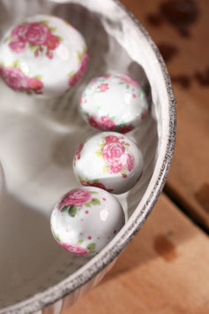 Schwimmkugel "Rosa Blumen" klein (4 cm) im 3er Set