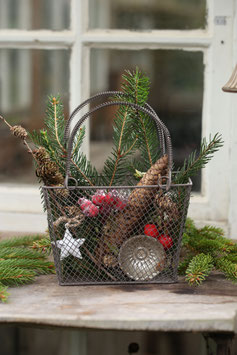 Drahtkorb "Dekotasche" mit Henkeln