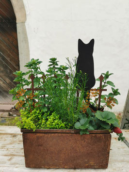 Rankhilfe "Zaun mit schwarzer Katze"