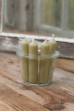 Kleine Stabkerze Rustikal "Lindgrün" (Khaki) im 4er Set
