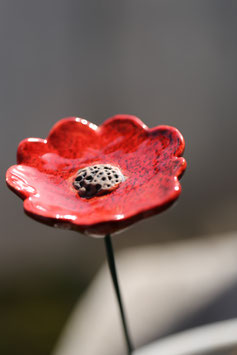 *Neu* Blume aus Keramik "Mohnblüten" zum Stecken im 3er Set