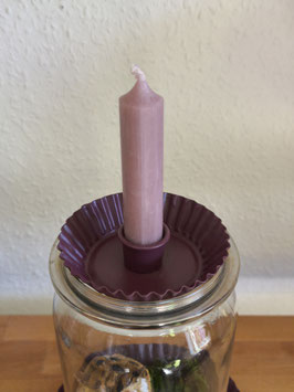 *Neu* Kerzenteller "Kuchenform" Lila/Dunkel - als "Deckel" für Weckglas