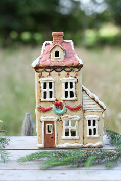 Windlicht-Haus "Weihnachtshaus Creme" (Modell 163)