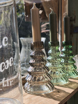 *Neu* Kerzenhalter aus Glas - Grau