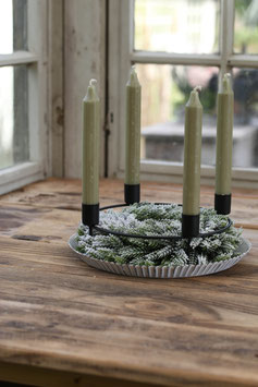 Adventskranz für Stabkerzen aus Metall in Schwarz 20 cm ø