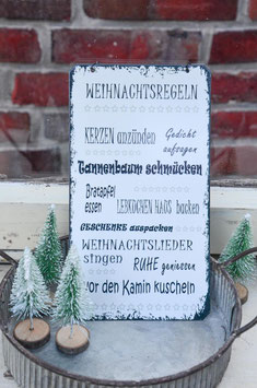Schild "Weihnachtsregeln" in schwarz/weiß
