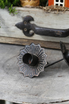 Kerzenhalter für Stabkerze "Shabby" in Antik Schwarz/Braun