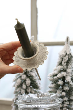 Kerzenstecker "Elizabeth" in Creme/weiß