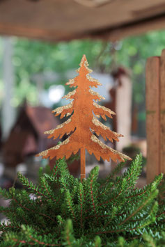 Tannenbaum zum Stecken in Rost mit Goldverzierung