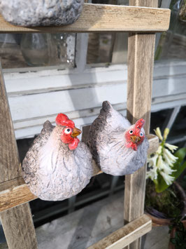 Kantenhocker Huhn weiß/grau im 3er Set