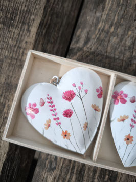 Herz mit Blumen "Pink" zum Hängen im 3er Set (7cm)
