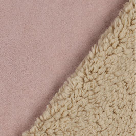 Tissu daim rose pâle - sherpa beige