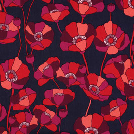 Coton viscose Fleurs - Marine
