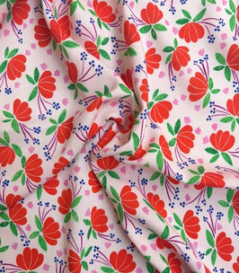 Viscose - Coeurs de fleurs - rose
