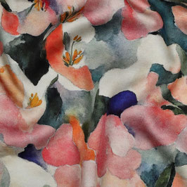 Satin de viscose - Fleurs - Pastel
