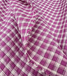 Poly/Coton Carreaux shiny - Magenta
