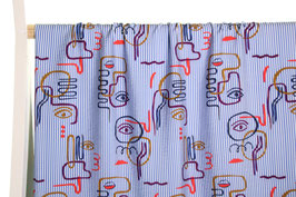 Viscose texturée stripes visages abstraits