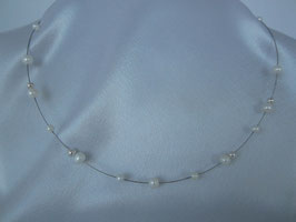 Perlenkette-Silber (ungleichmäßig)